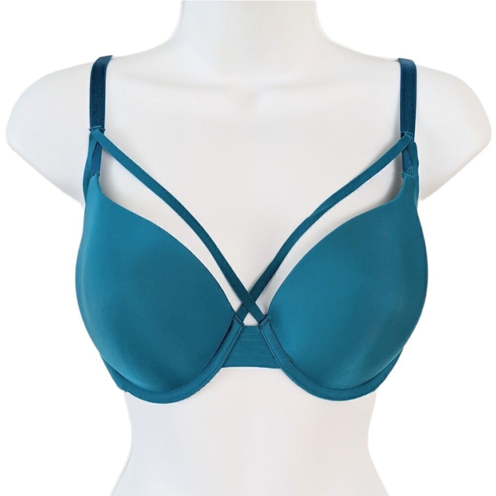Victoria's SECRET lined Demi teal color sexy bra 32DD B064